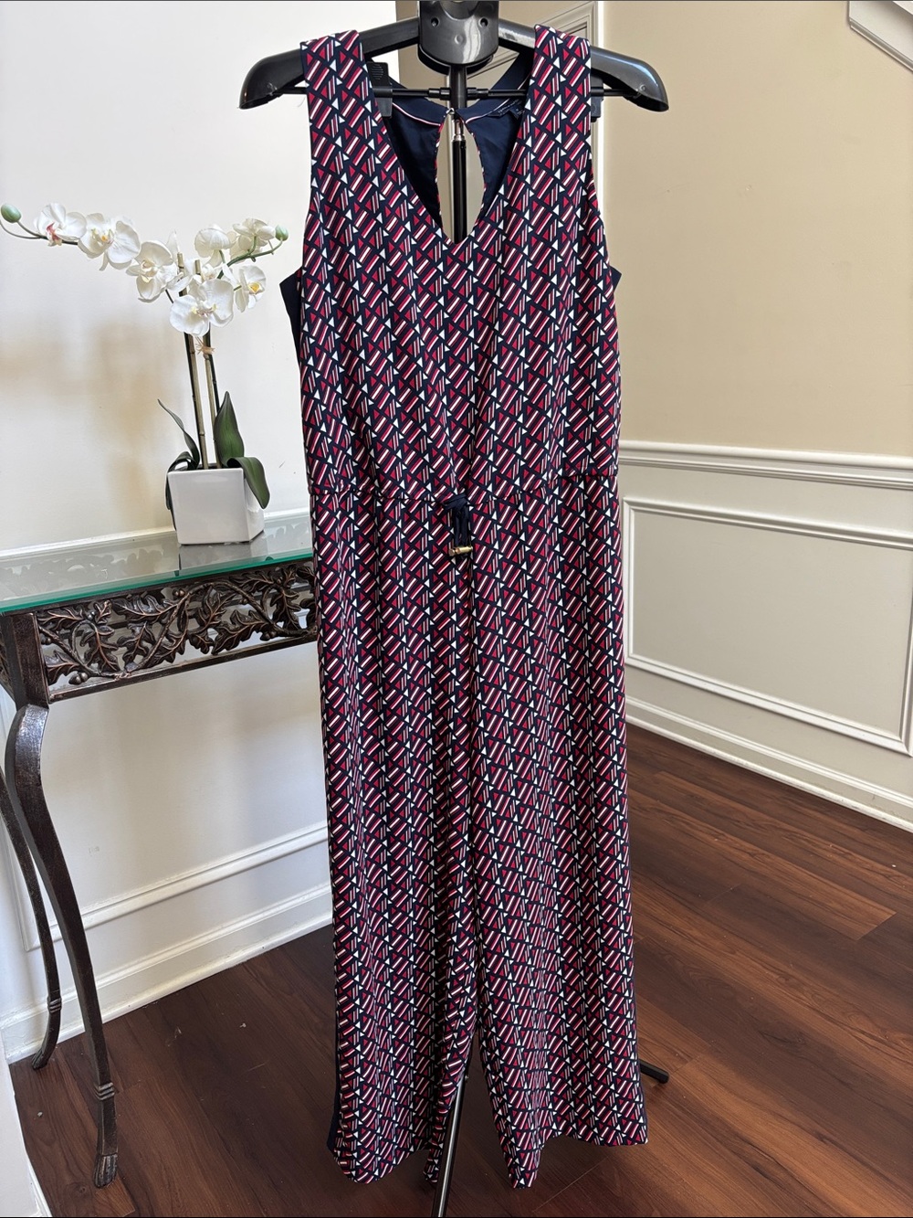 Tommy Hilfiger Navy, Red & White Geometric Jumpsuit size 12